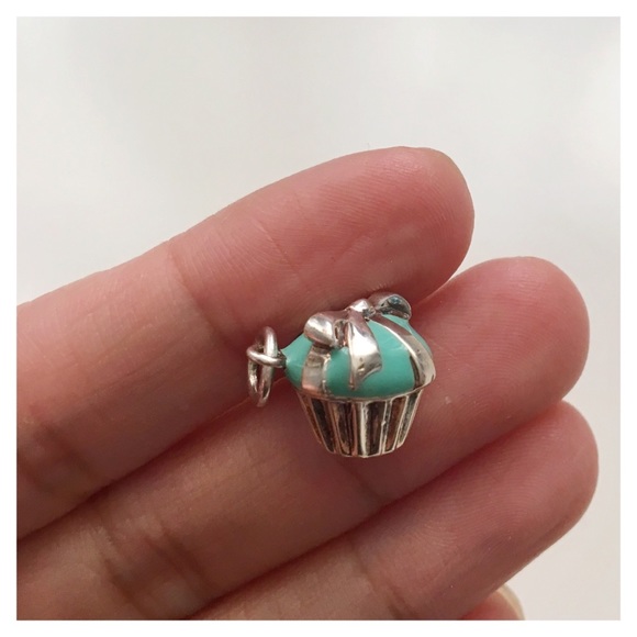 Blue Enameled Cupcake Charm 